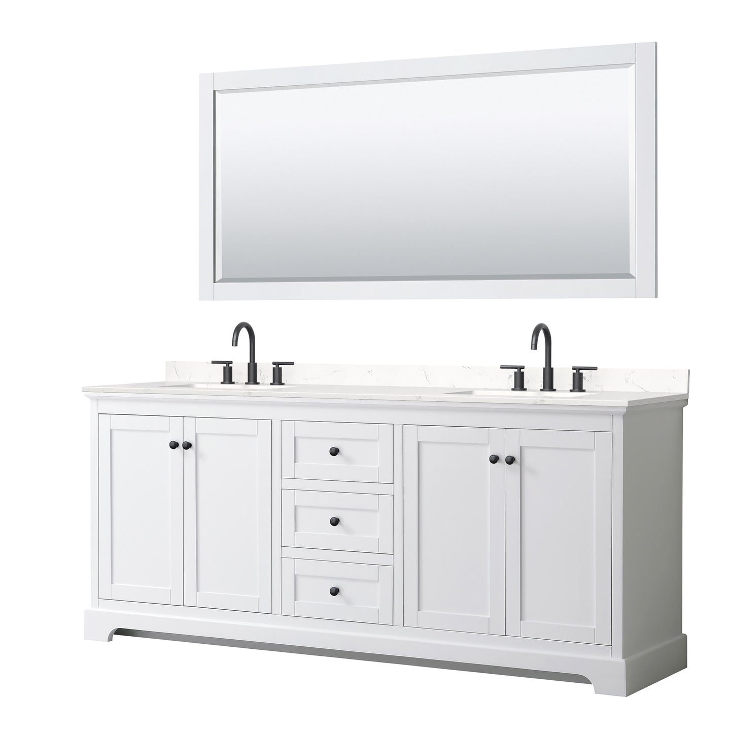 Avery Bathroom Vanity with Countertop 80 inch Double Sink 3-hole Faucet Setup