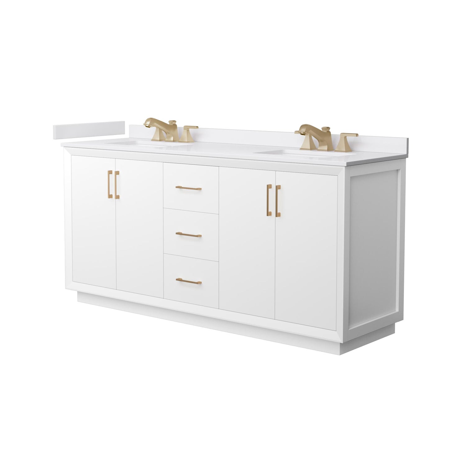 Strada Bathroom Vanity with Countertop 72 inch Double Sink 3-hole Faucet Setup
