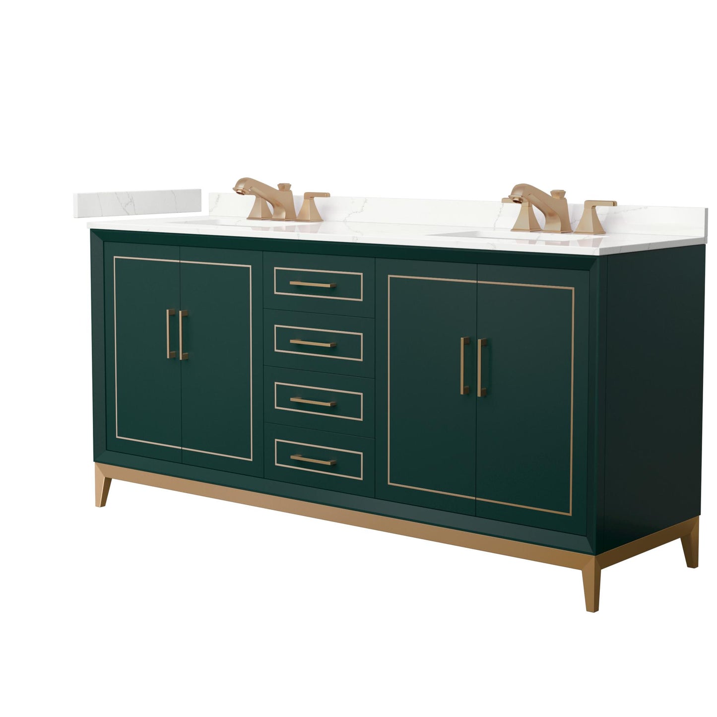 Marlena Bathroom Vanity with Countertop 72 inch Double Sink 3-hole Faucet Setup