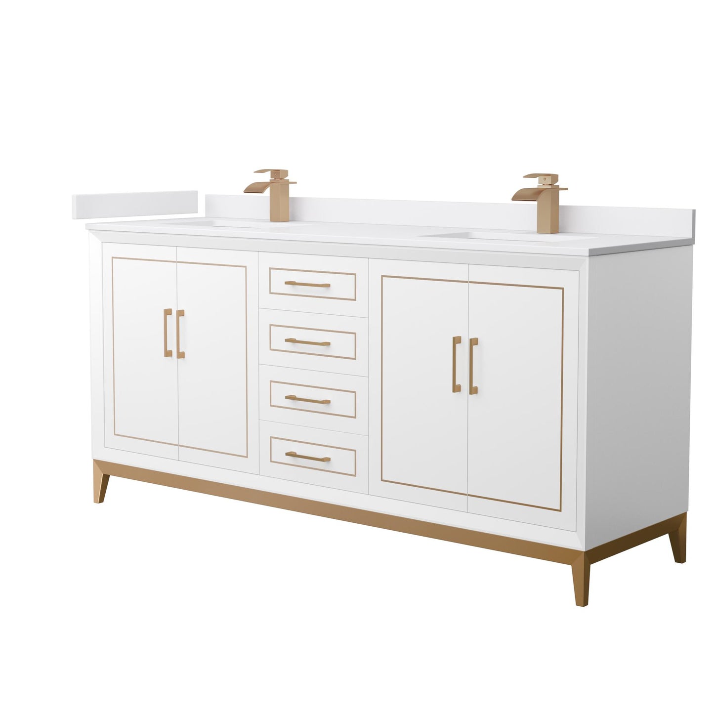Marlena Bathroom Vanity with Countertop 72 inch Double Sink Single hole Faucet Setup