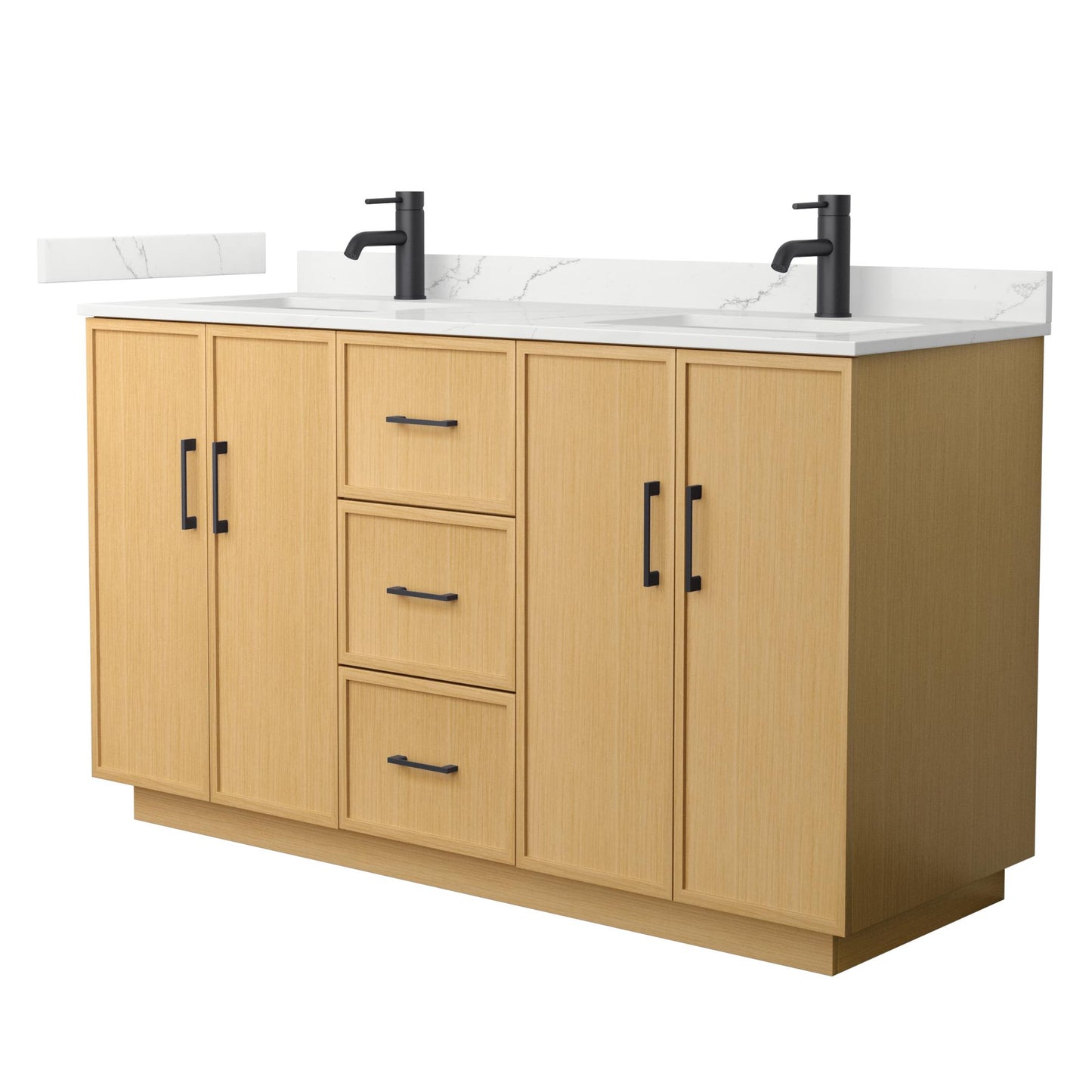Elan TK Bathroom Vanity with Countertop 60 inch Double Sink Single hole Faucet Setup