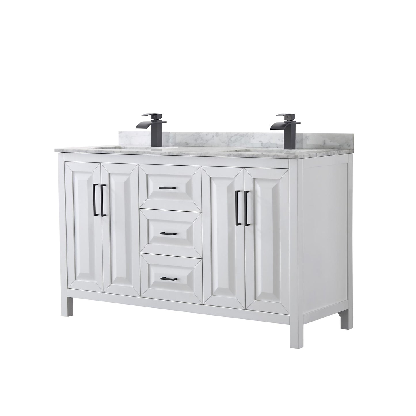 Daria Bathroom Vanity with Countertop 60 inch Double Sink Single hole Faucet Setup