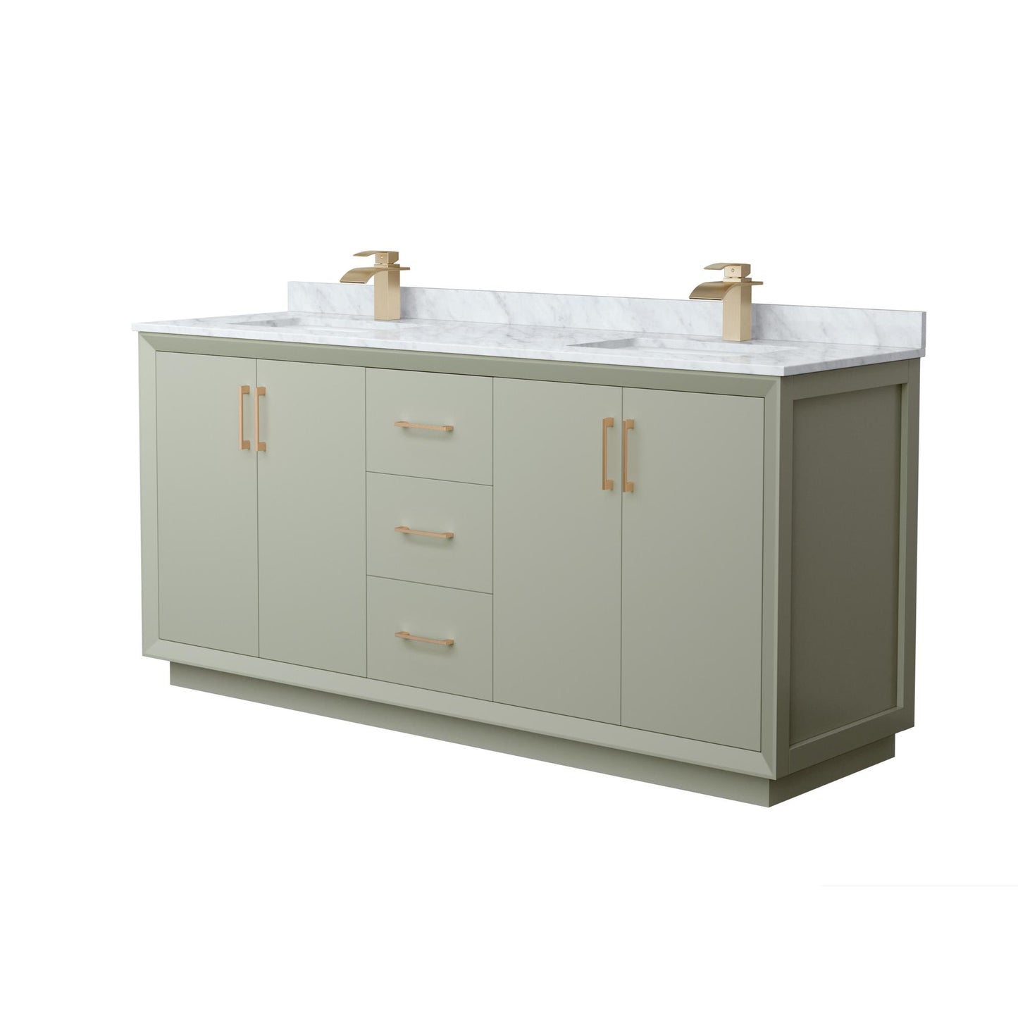 Strada Bathroom Vanity with Countertop 72 inch Double Sink Single hole Faucet Setup