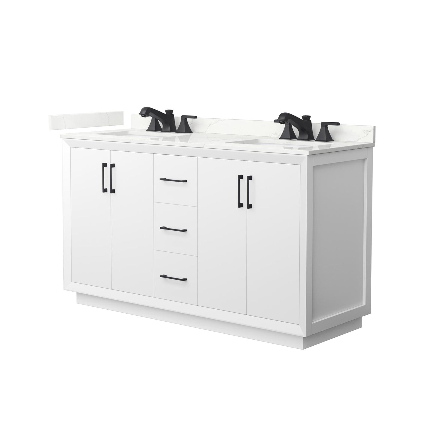 Strada Bathroom Vanity with Countertop 60 inch Double Sink 3-hole Faucet Setup