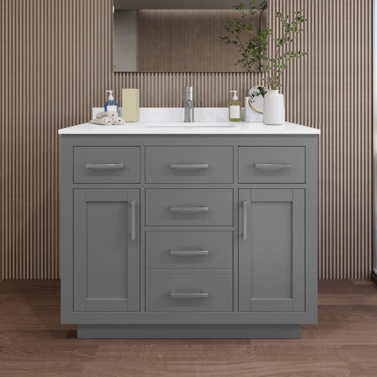 Beckett TK Bathroom Vanity with Countertop 42 inch Single Sink Single hole Faucet Setup