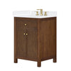 Custom image for Dark Walnut with Brushed Gold Trim / White Cultured Marble / No Mirror
