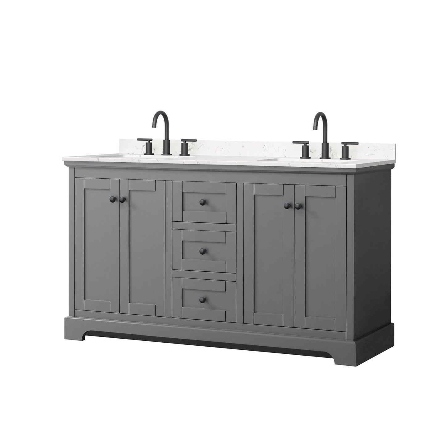 Avery Bathroom Vanity with Countertop 60 inch Double Sink 3-hole Faucet Setup