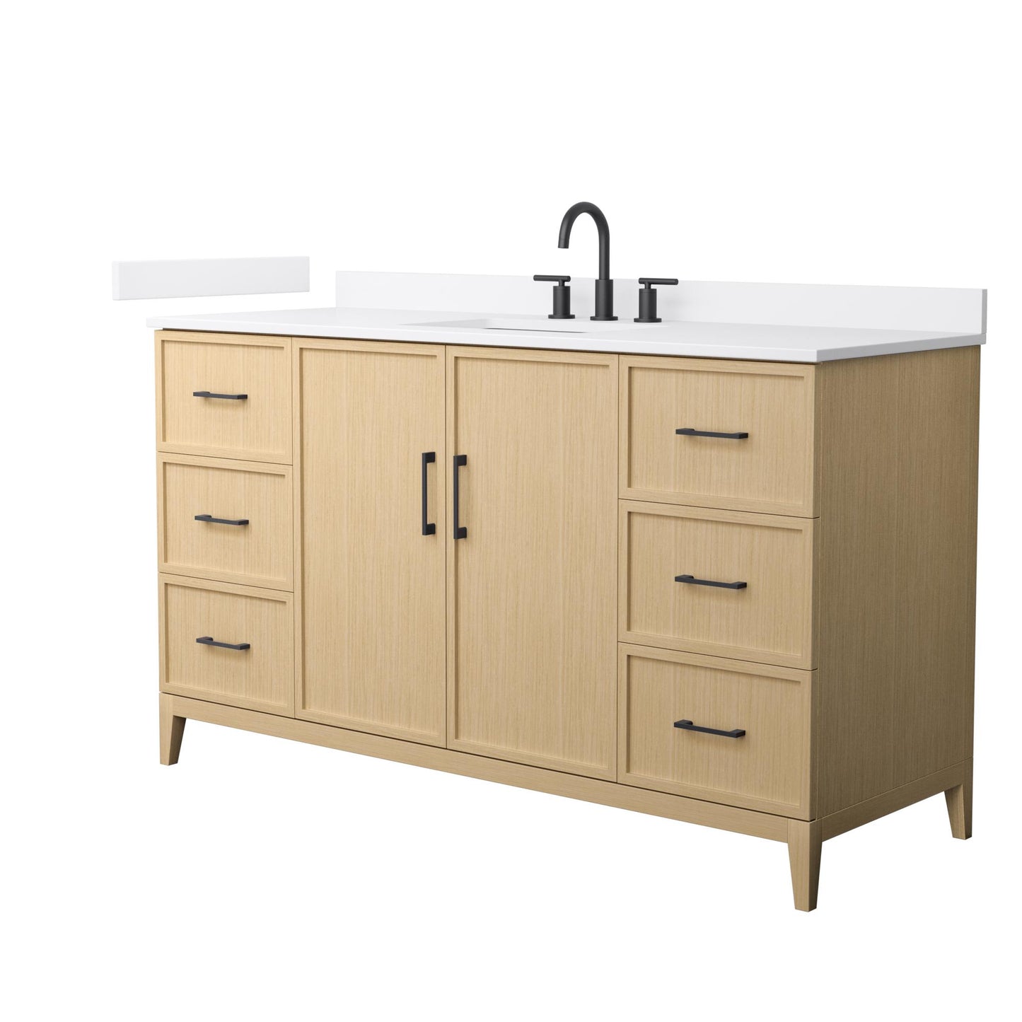 Elan Bathroom Vanity with Countertop 60 inch Single Sink 3-hole Faucet Setup
