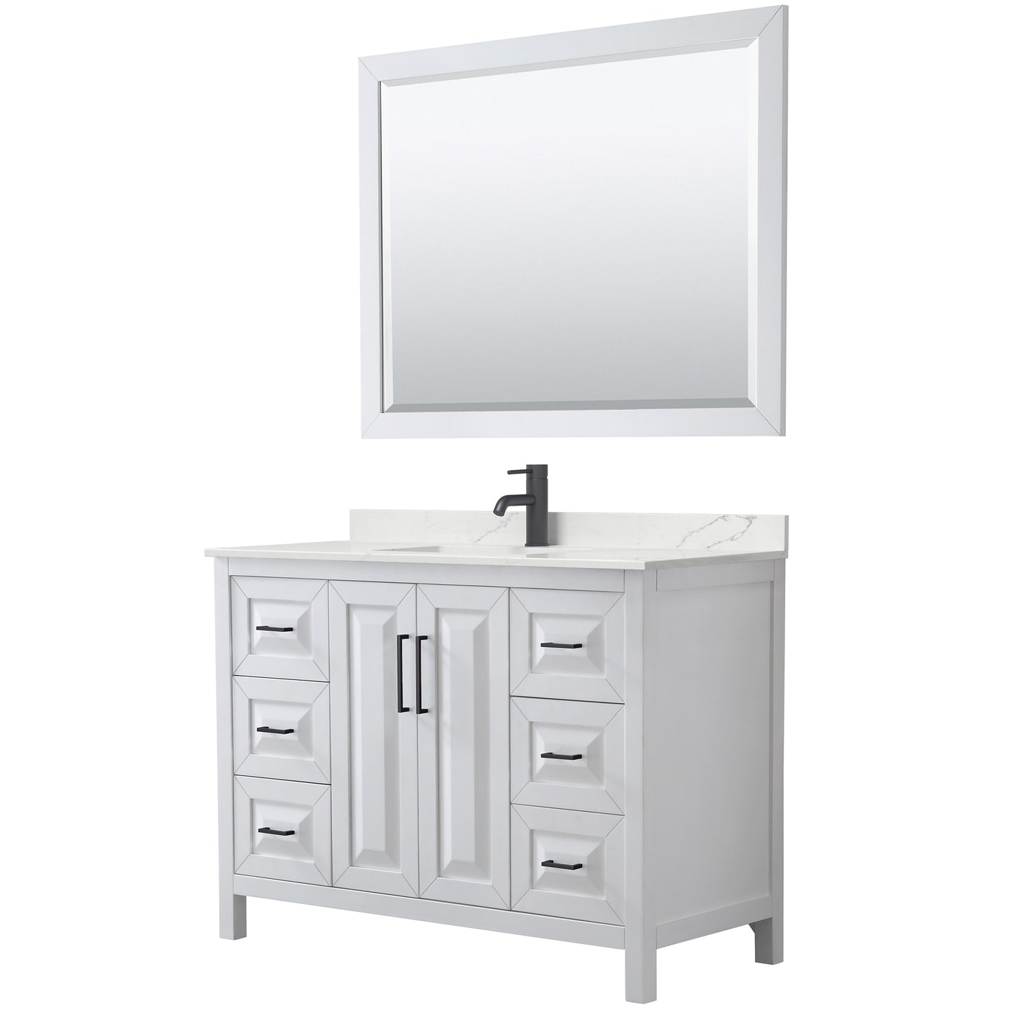 Daria Bathroom Vanity with Countertop 48 inch Single Sink Single hole Faucet Setup