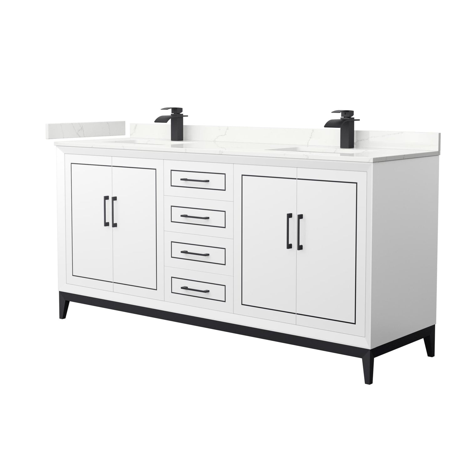 Marlena Bathroom Vanity with Countertop 72 inch Double Sink Single hole Faucet Setup