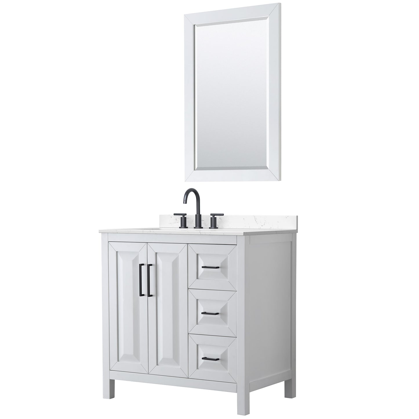 Daria Bathroom Vanity with Countertop 36 inch Single Sink 3-hole Faucet Setup