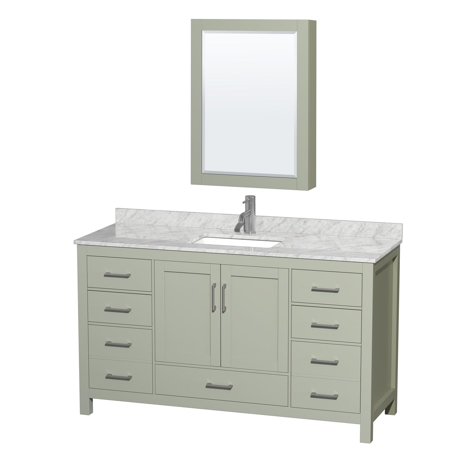 Sheffield Bathroom Vanity with Countertop 60 inch Single Sink Single hole Faucet Setup