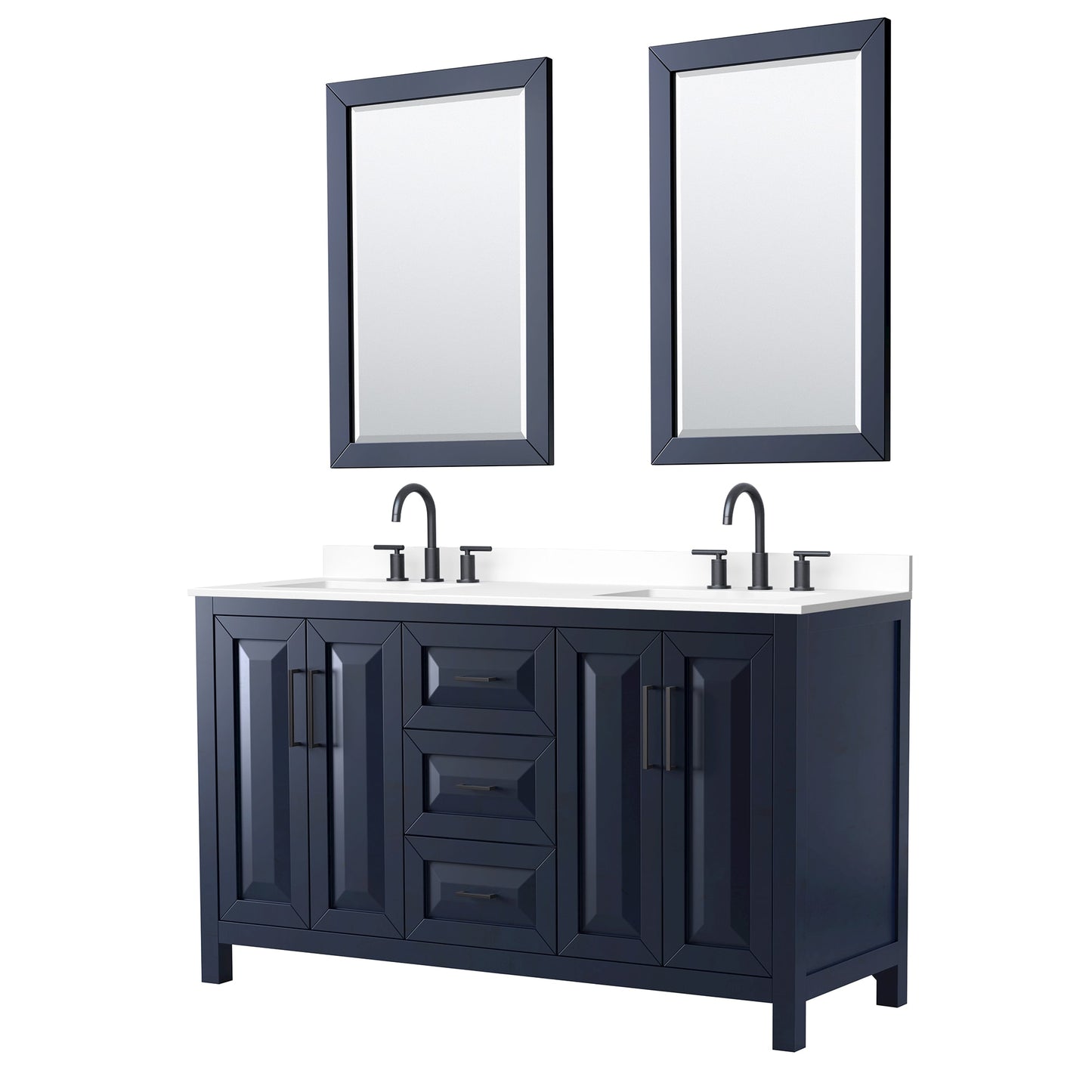 Daria Bathroom Vanity with Countertop 60 inch Double Sink 3-hole Faucet Setup