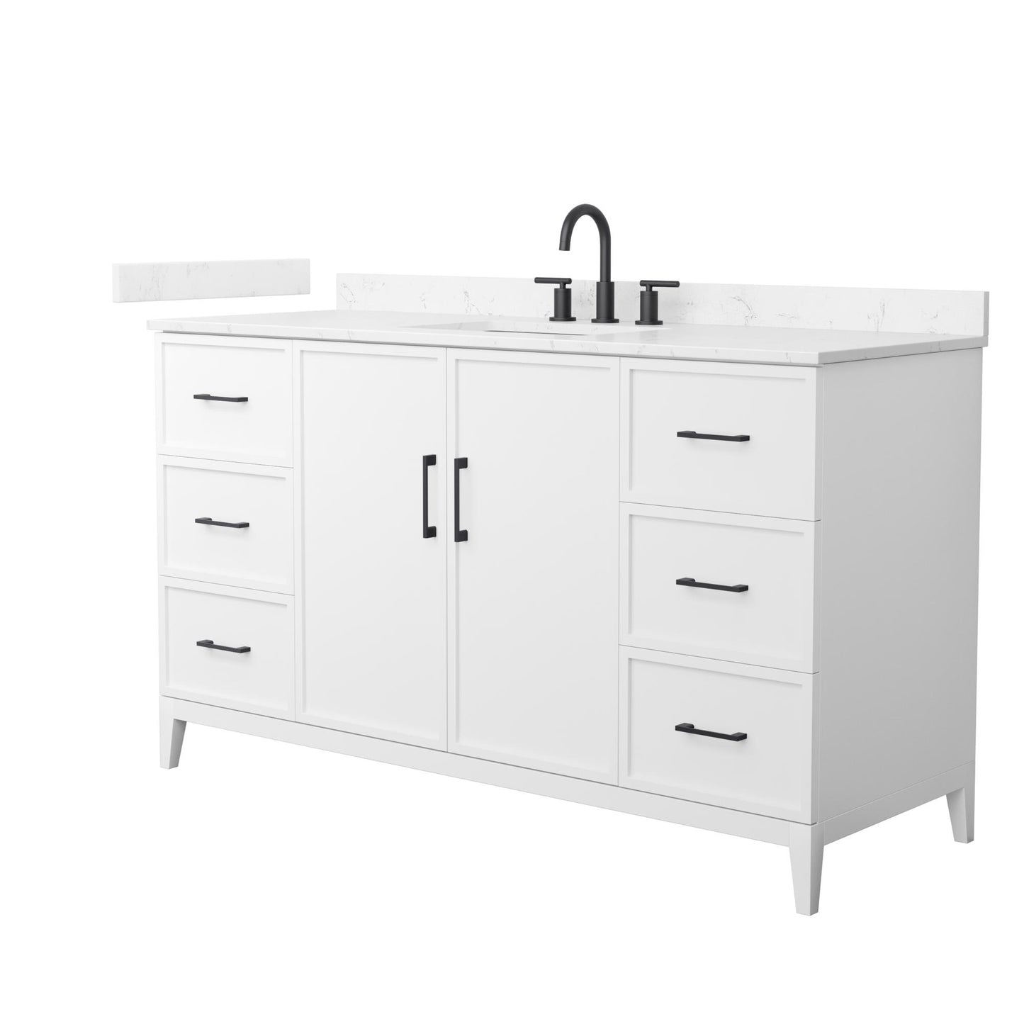 Elan Bathroom Vanity with Countertop 60 inch Single Sink 3-hole Faucet Setup