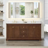 Custom image for Dark Walnut with Brushed Gold Trim / Carrara Cultured Marble / No Mirror