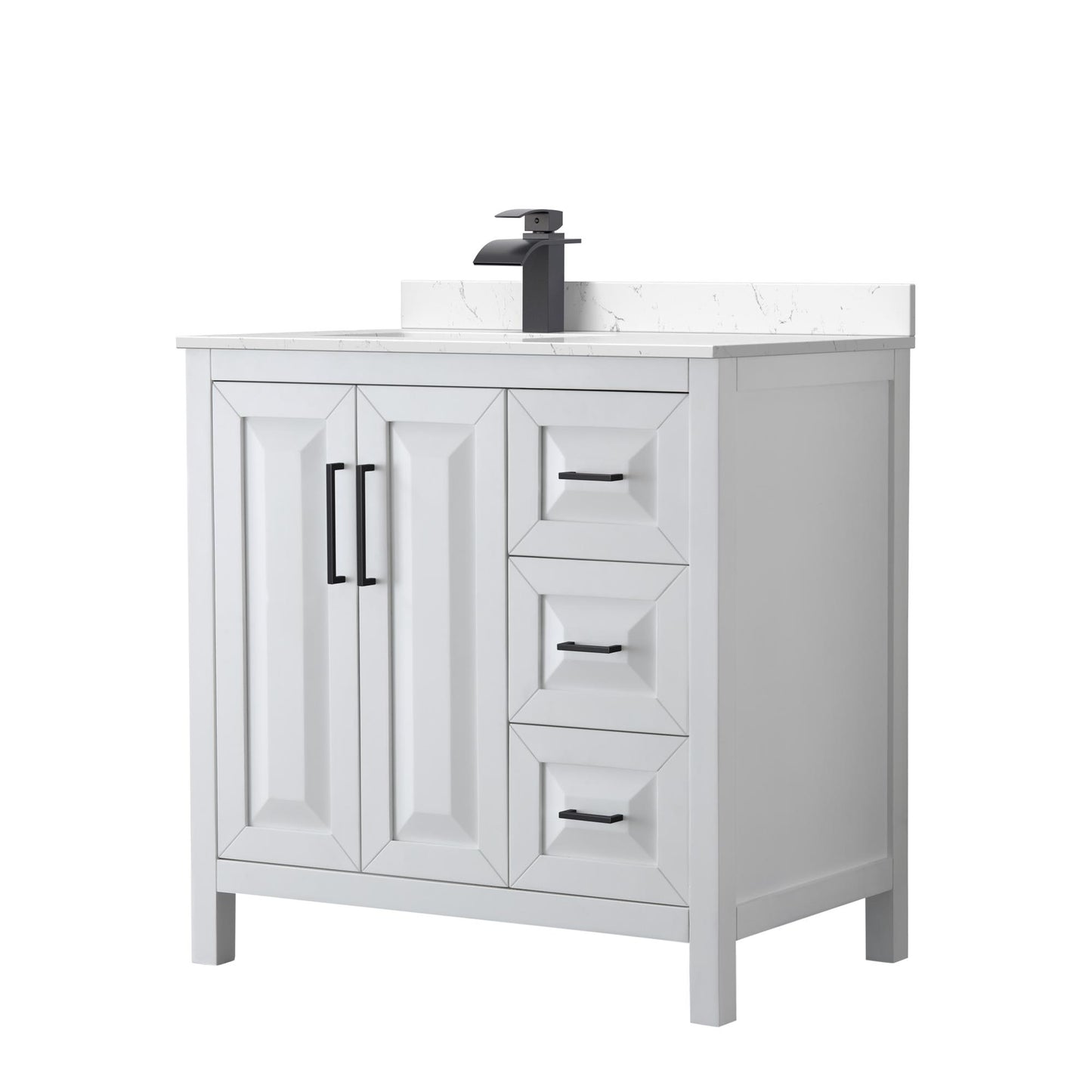 Daria Bathroom Vanity with Countertop 36 inch Single Sink Single hole Faucet Setup