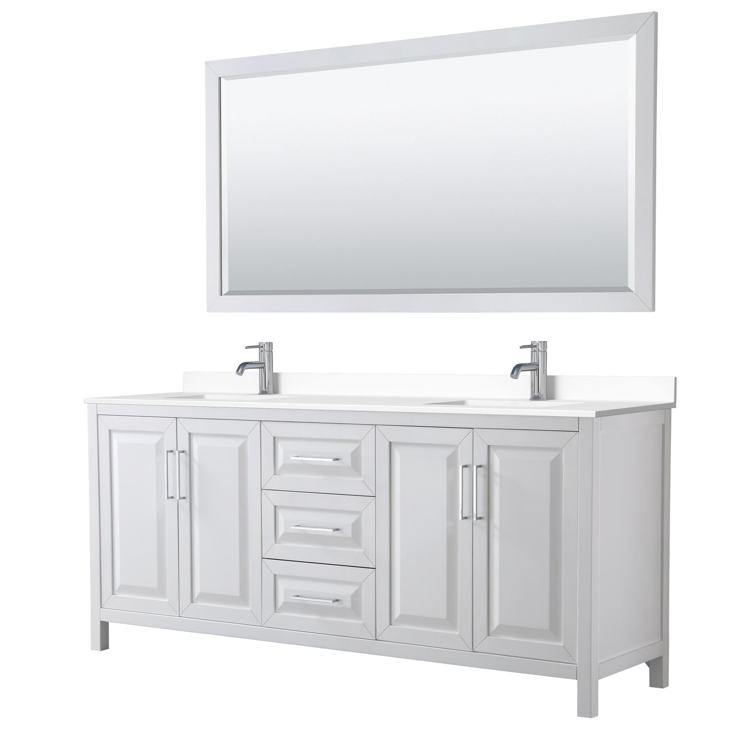 Daria Bathroom Vanity with Countertop 80 inch Double Sink Single hole Faucet Setup