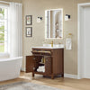 Custom image for Dark Walnut with Brushed Gold Trim / White Cultured Marble / No Mirror