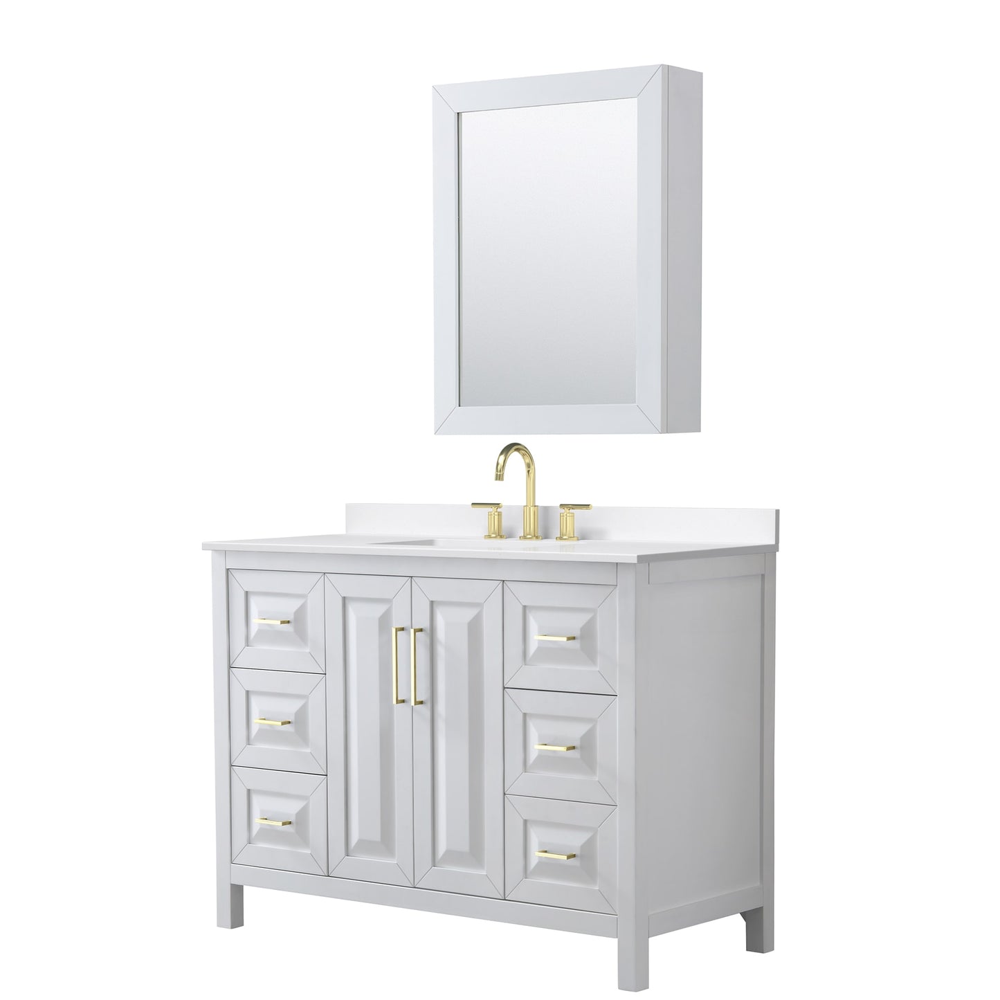 Daria Bathroom Vanity with Countertop 48 inch Single Sink 3-hole Faucet Setup