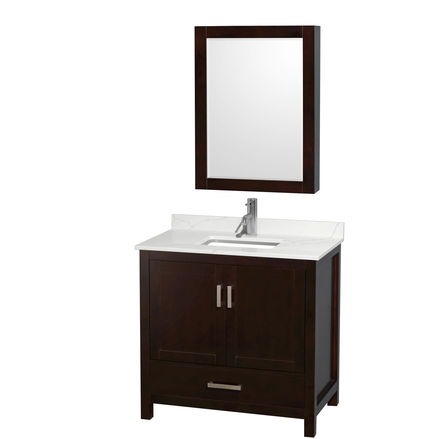 Sheffield Bathroom Vanity with Countertop 36 inch Single Sink Single hole Faucet Setup
