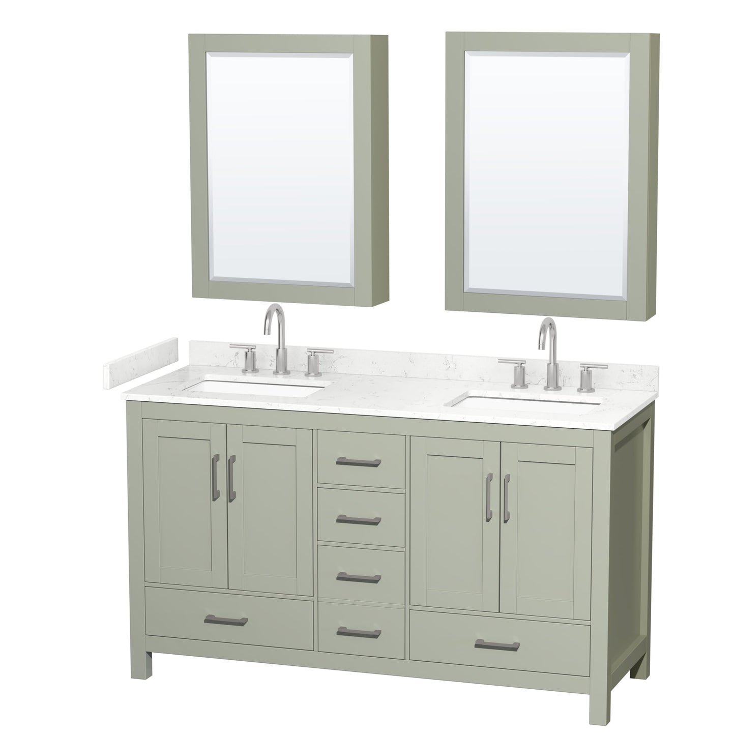 Sheffield Bathroom Vanity with Countertop 60 inch Double Sink 3-hole Faucet Setup