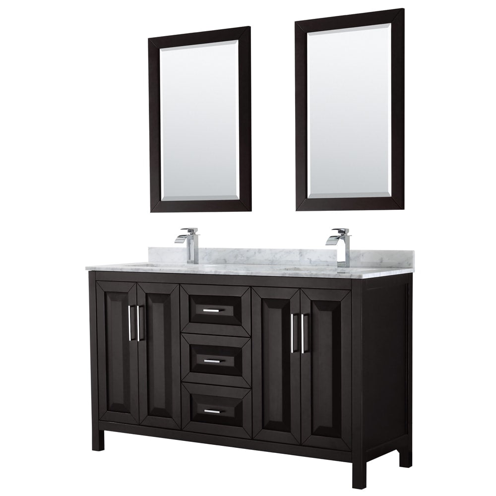 Daria Bathroom Vanity with Countertop 60 inch Double Sink Single hole Faucet Setup