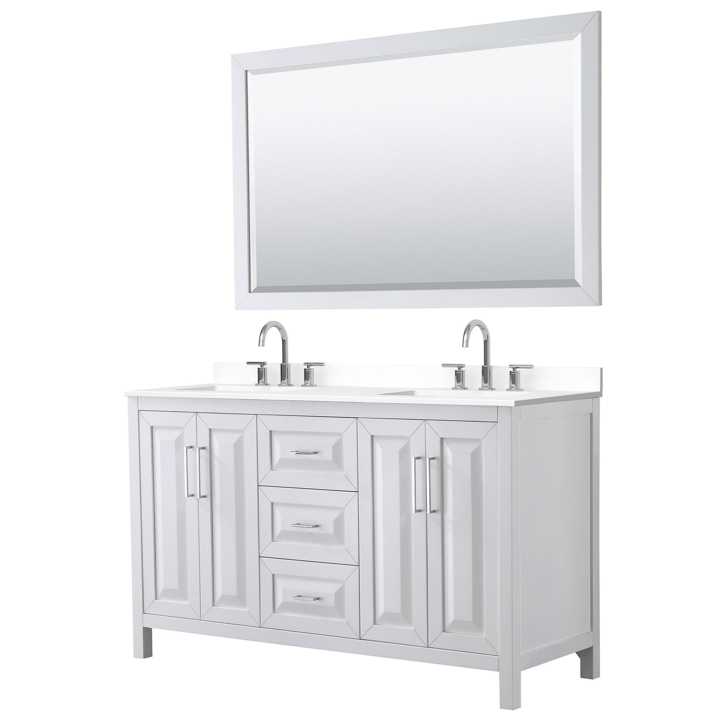 Daria Bathroom Vanity with Countertop 60 inch Double Sink 3-hole Faucet Setup