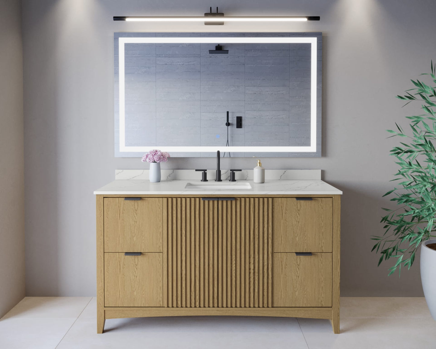 Palmilla Bathroom Vanity with Countertop 60 inch Single Sink 3-hole Faucet Setup