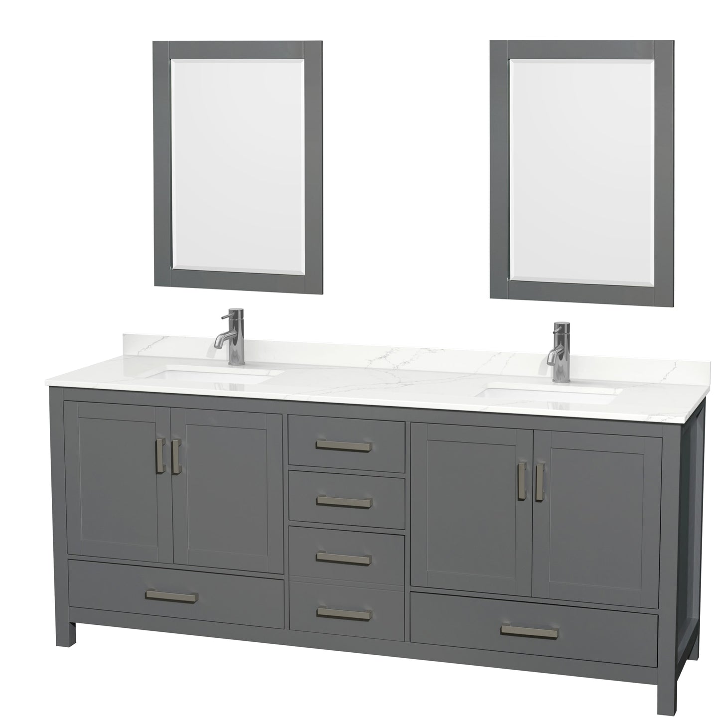 Sheffield Bathroom Vanity with Countertop 80 inch Double Sink Single hole Faucet Setup