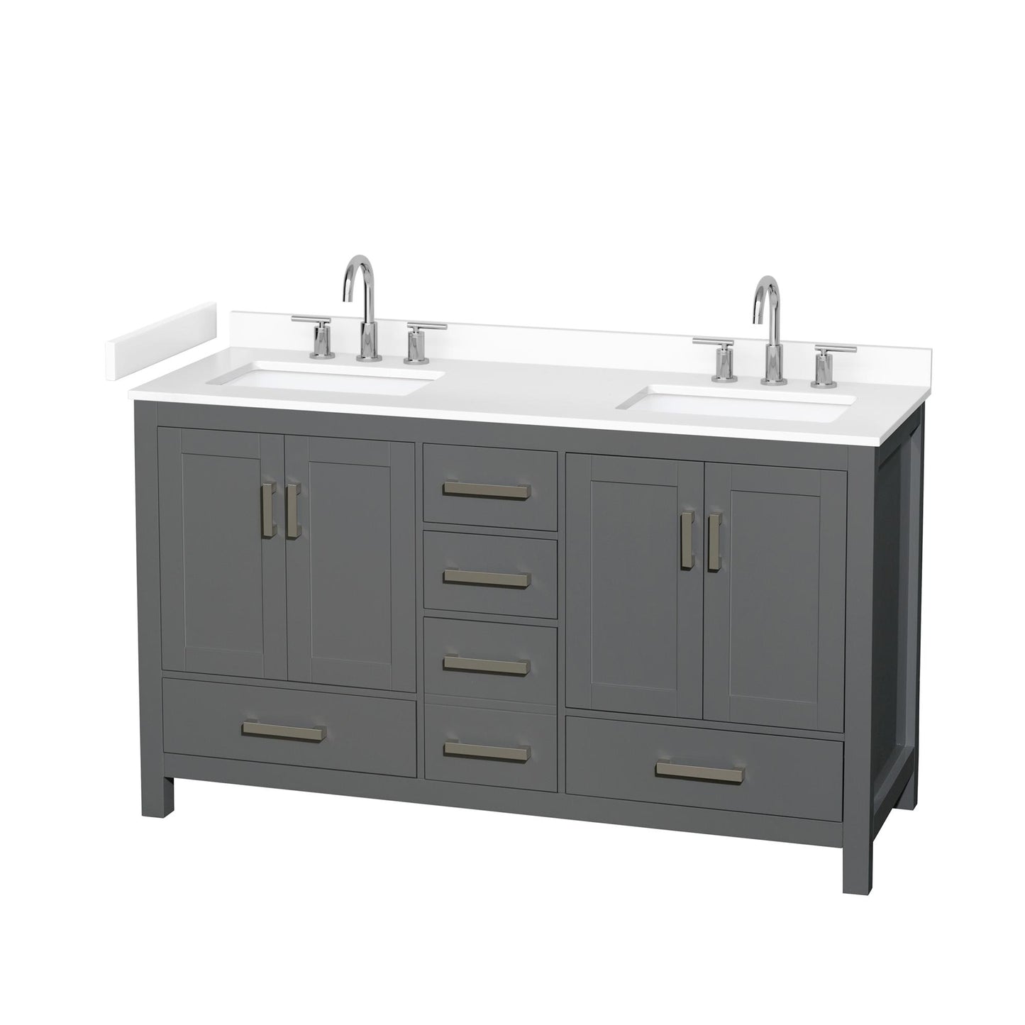 Sheffield Bathroom Vanity with Countertop 60 inch Double Sink 3-hole Faucet Setup