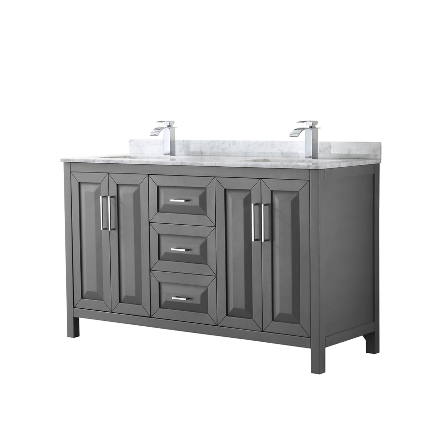 Daria Bathroom Vanity with Countertop 60 inch Double Sink Single hole Faucet Setup