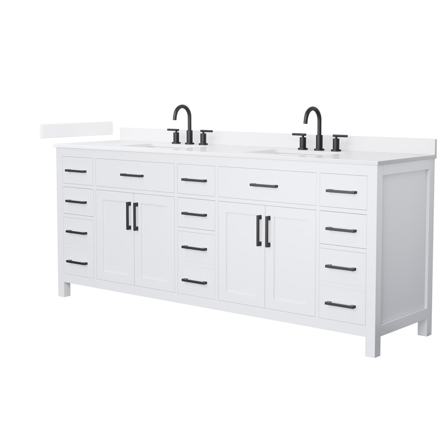 Beckett Bathroom Vanity with Countertop 84 inch Double Sink 3-hole Faucet Setup
