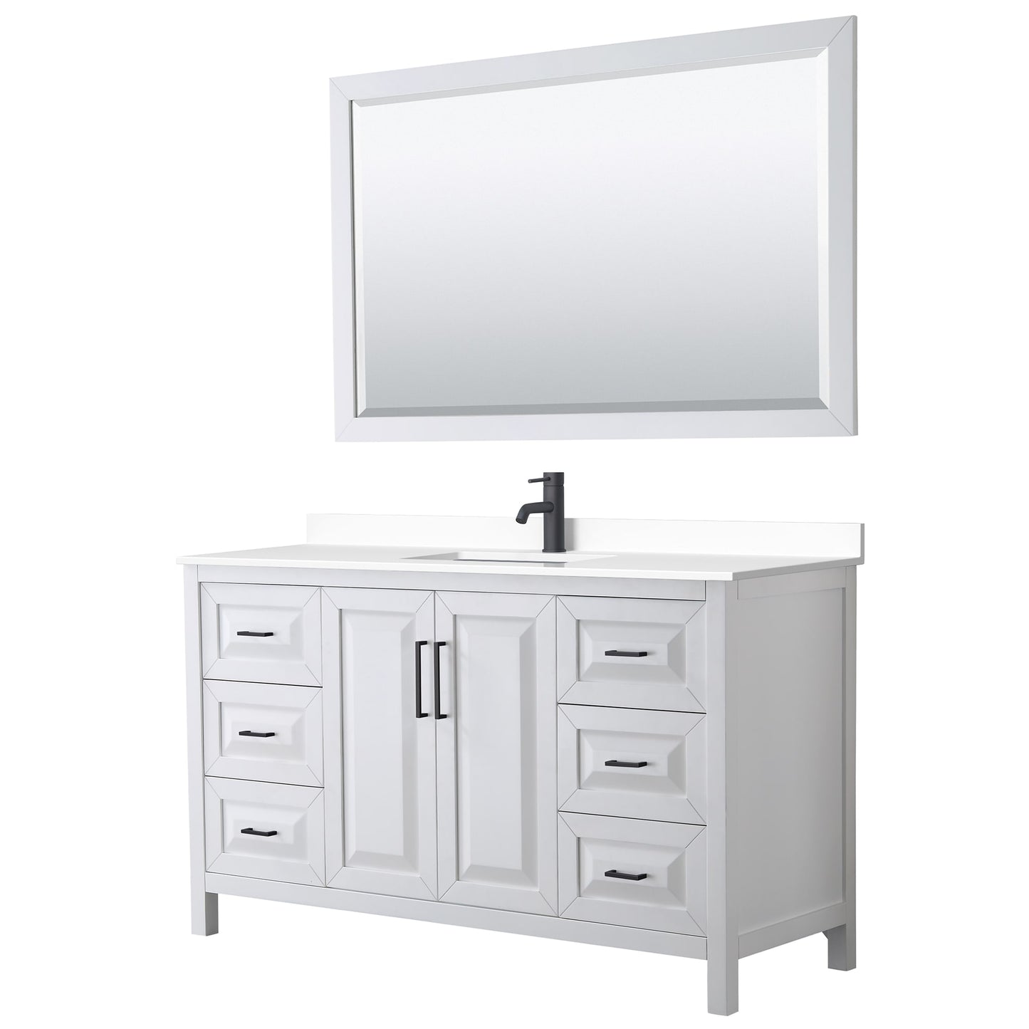 Daria Bathroom Vanity with Countertop 60 inch Single Sink Single hole Faucet Setup