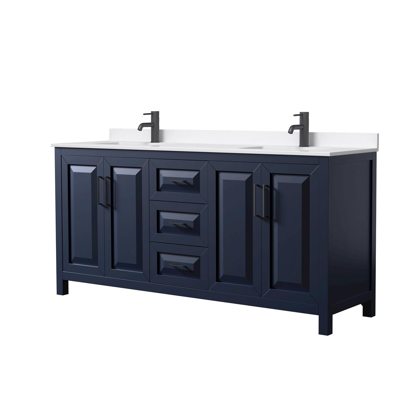 Daria Bathroom Vanity with Countertop 72 inch Double Sink Single hole Faucet Setup