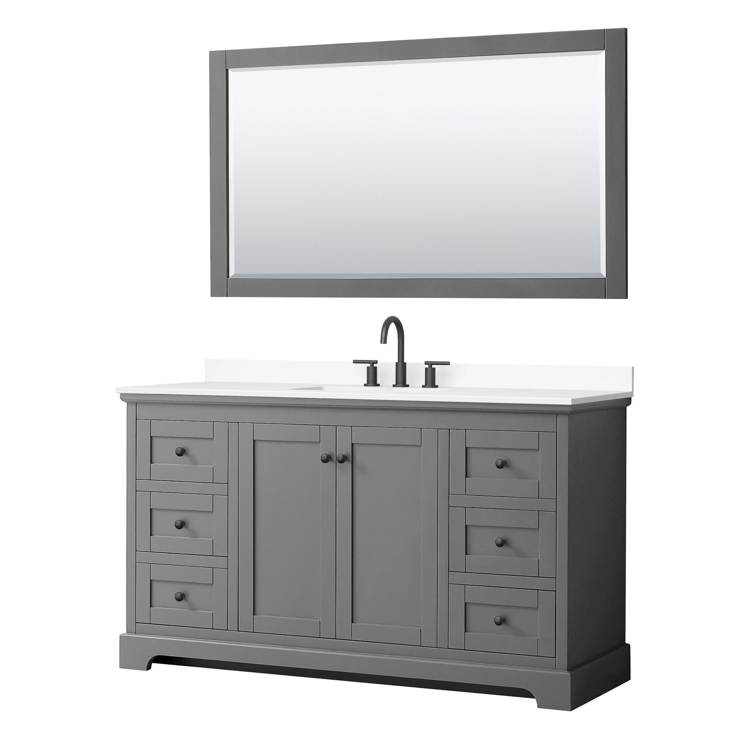Avery Bathroom Vanity with Countertop 60 inch Single Sink 3-hole Faucet Setup