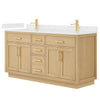 Custom image for Rift Oak with Brushed Gold Trim / White Quartz / No Mirror