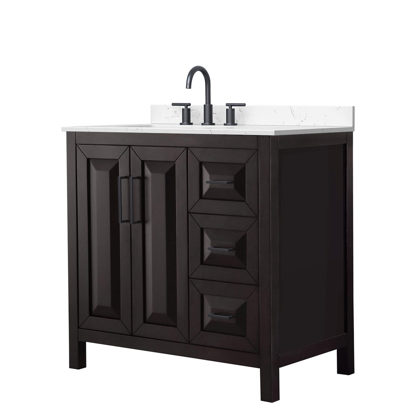 Daria Bathroom Vanity with Countertop 36 inch Single Sink 3-hole Faucet Setup