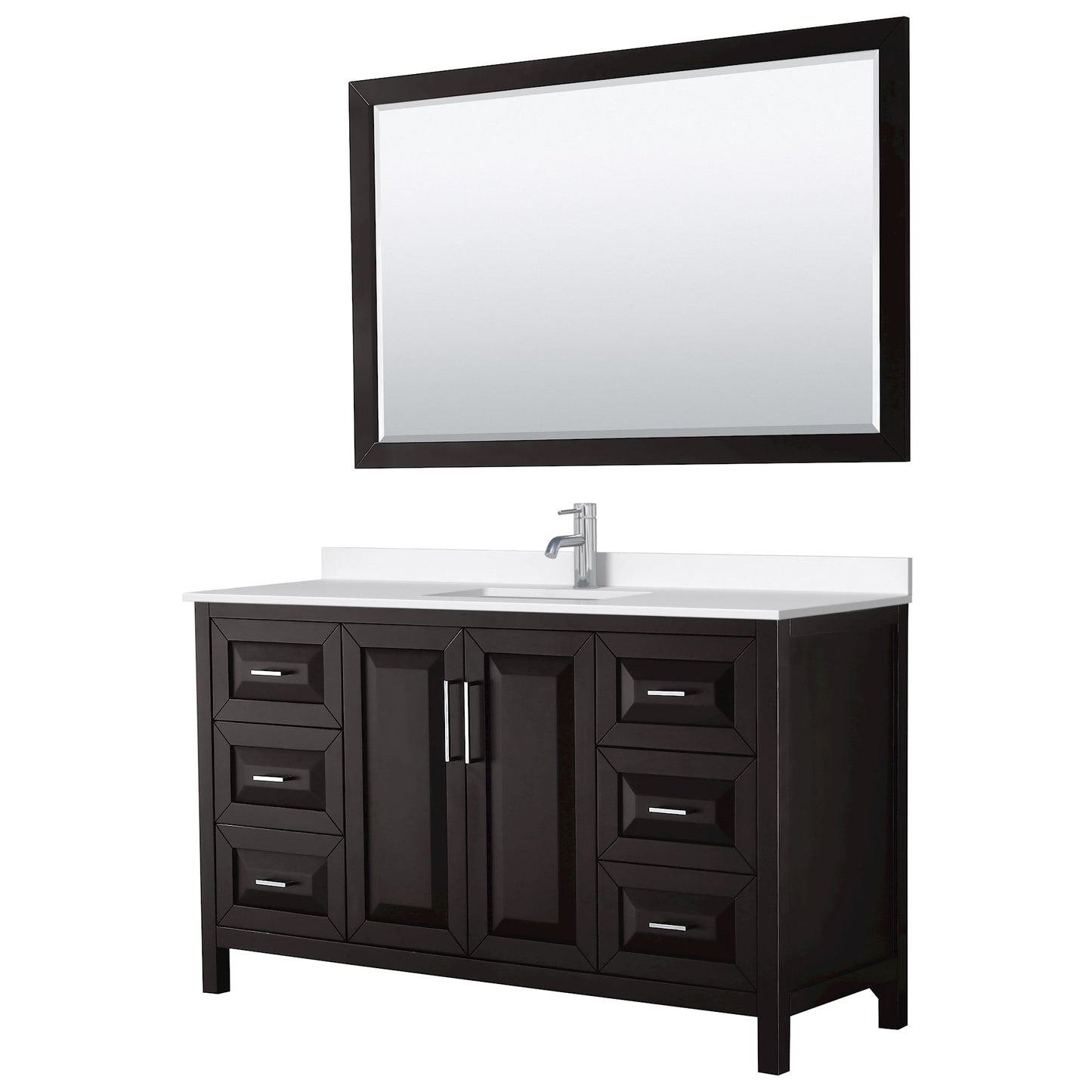 Daria Bathroom Vanity with Countertop 60 inch Single Sink Single hole Faucet Setup