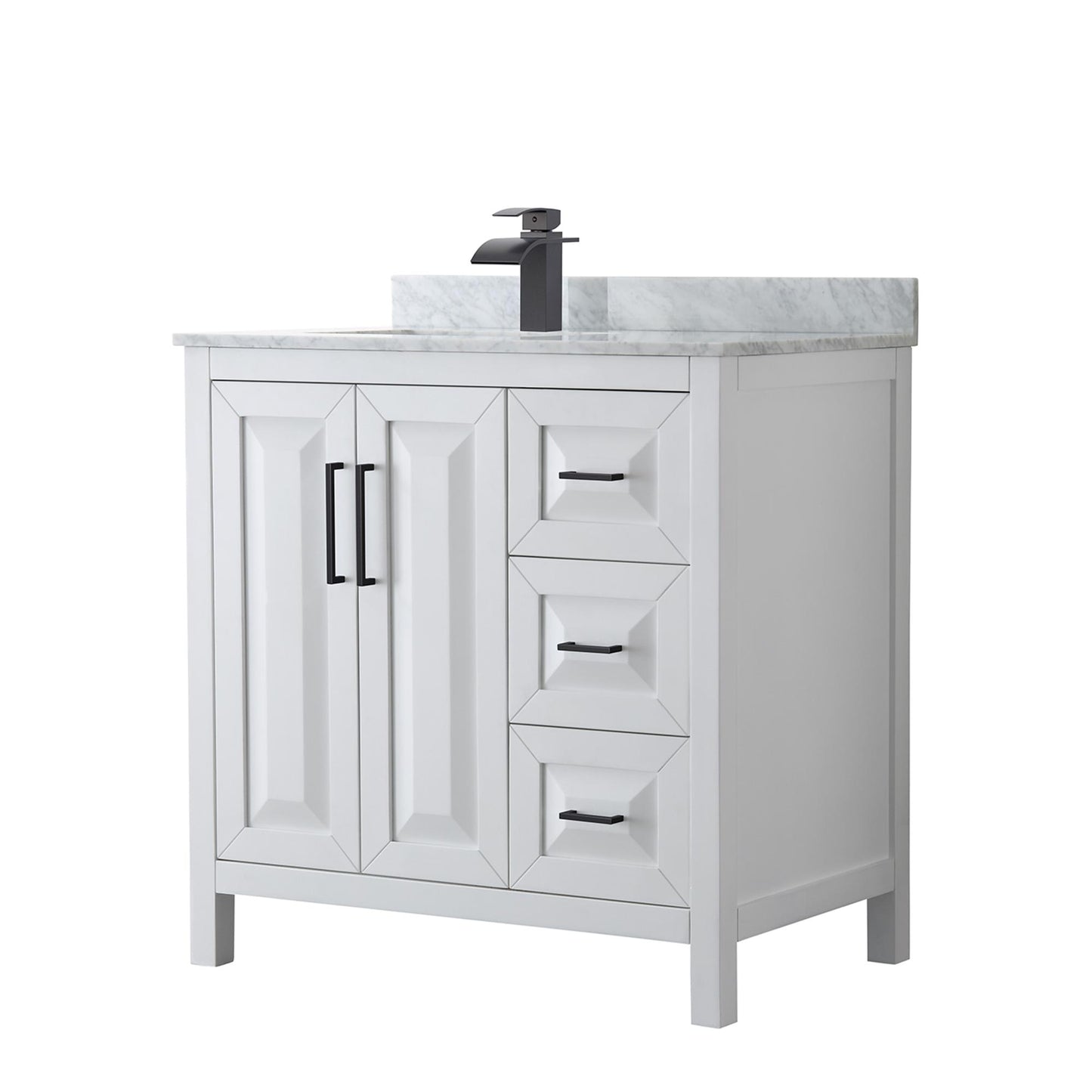 Daria Bathroom Vanity with Countertop 36 inch Single Sink Single hole Faucet Setup