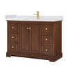 Custom image for Dark Walnut with Brushed Gold Trim / White Cultured Marble / No Mirror