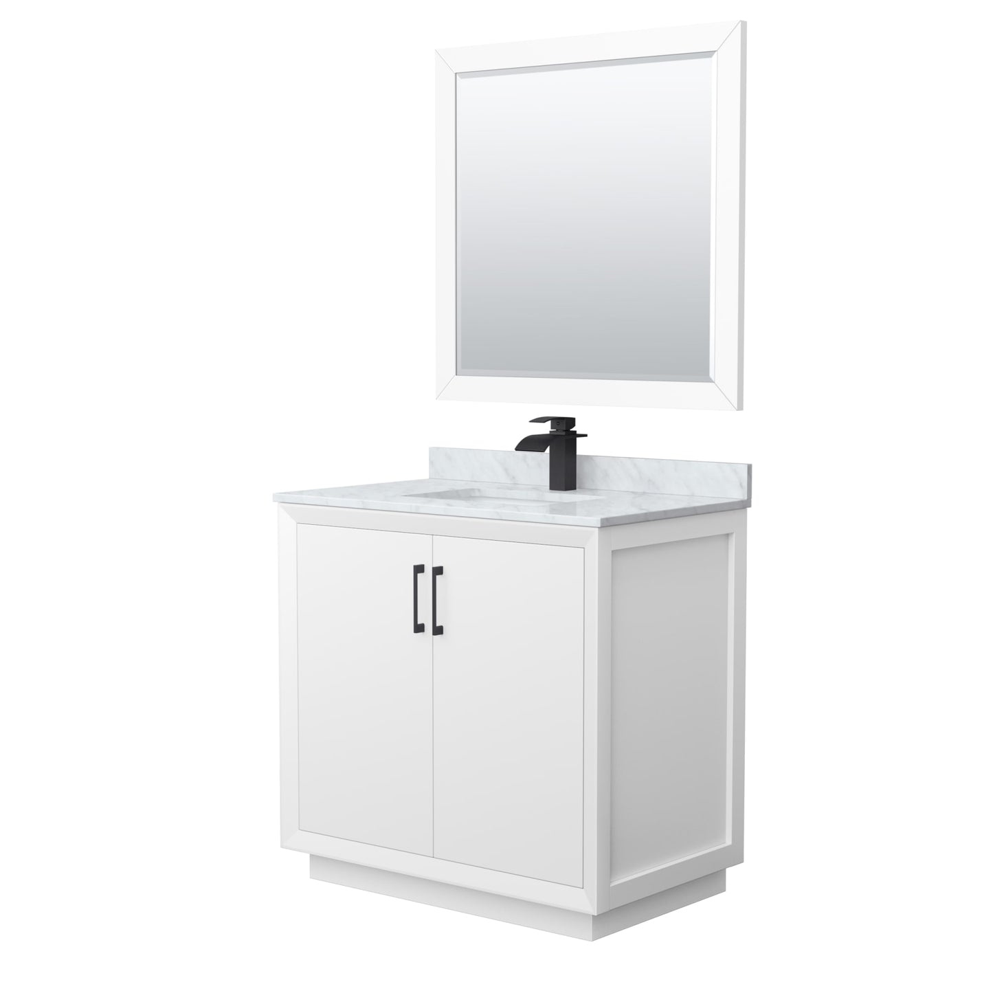 Strada Bathroom Vanity with Countertop 36 inch Single Sink Single hole Faucet Setup