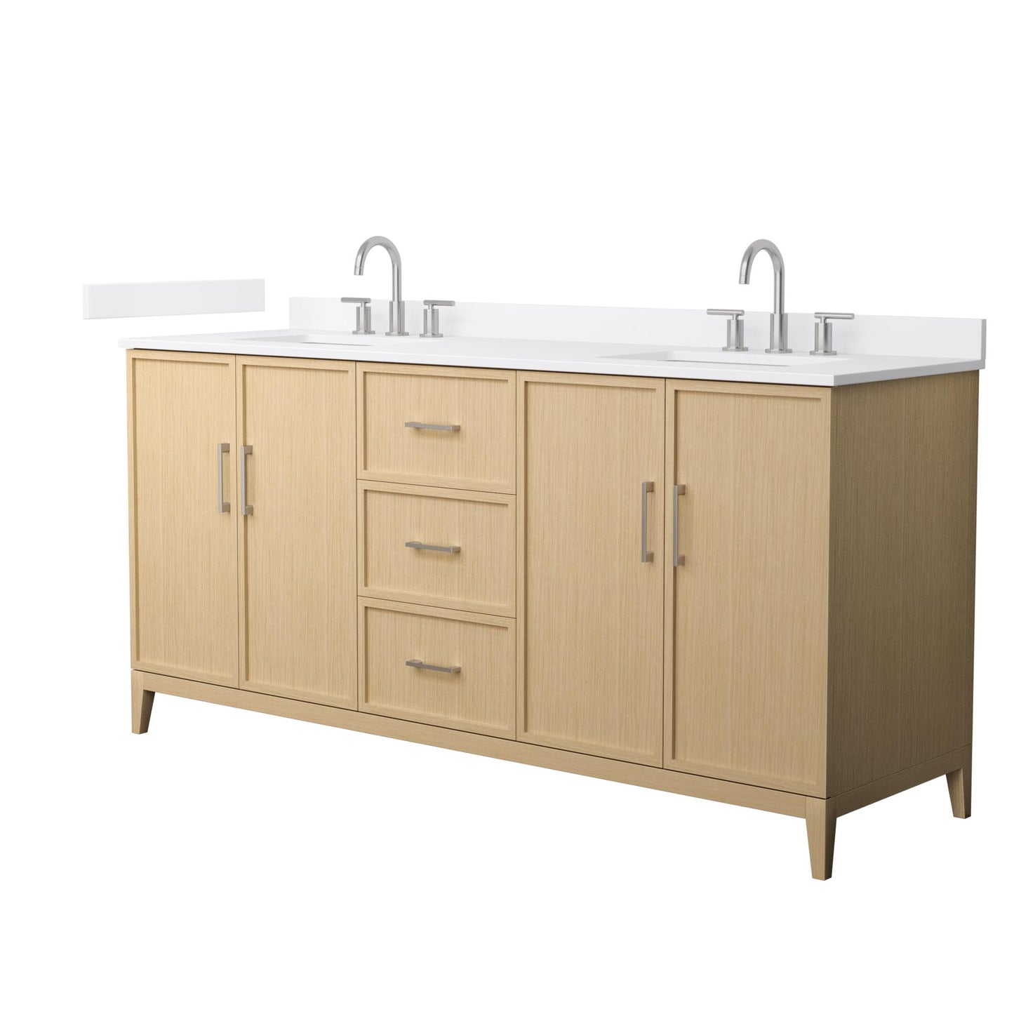 Elan Bathroom Vanity with Countertop 72 inch Double Sink 3-hole Faucet Setup