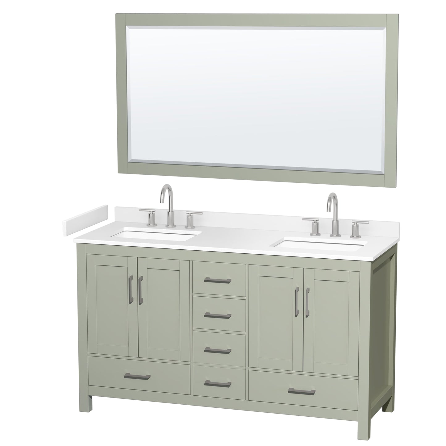 Sheffield Bathroom Vanity with Countertop 60 inch Double Sink 3-hole Faucet Setup