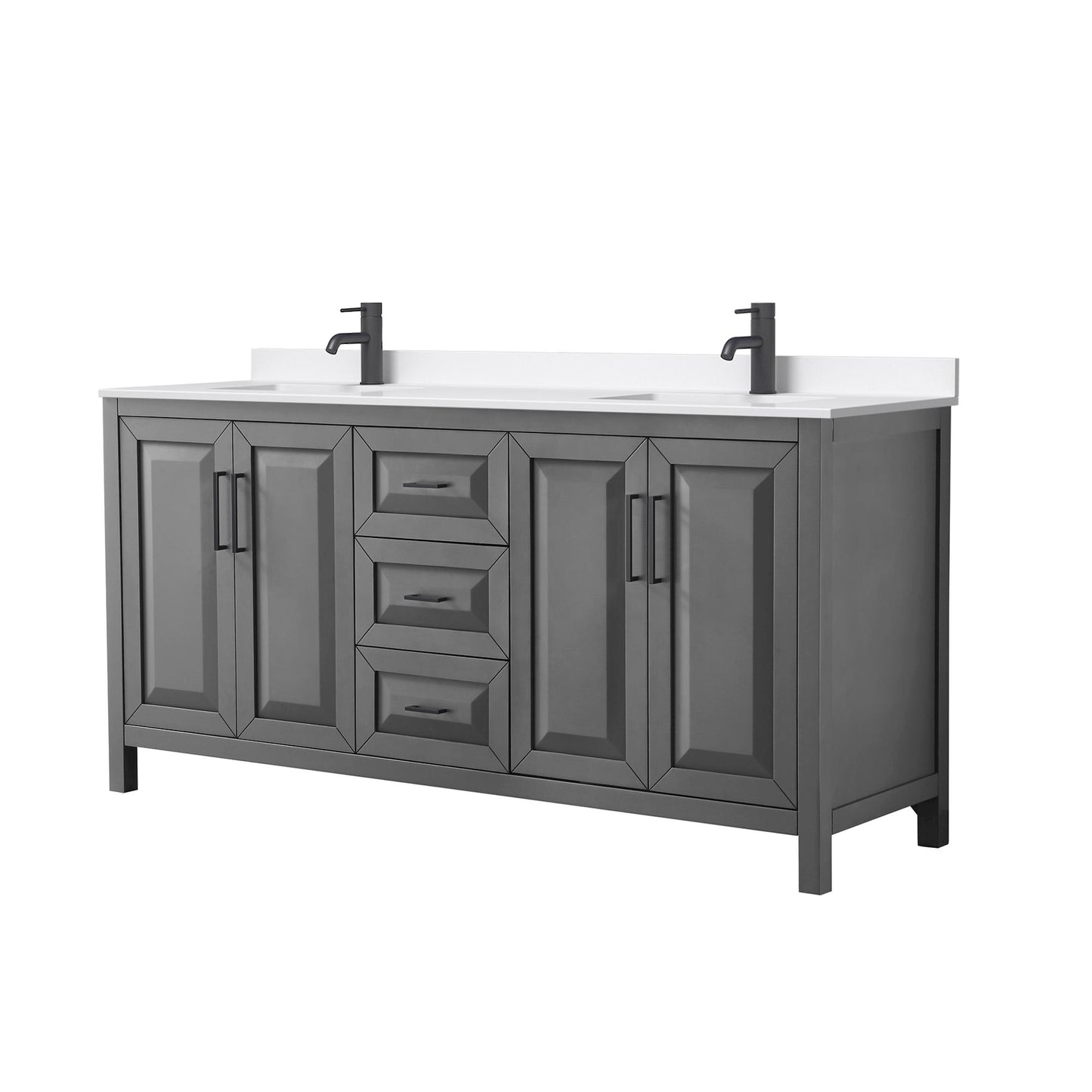 Daria Bathroom Vanity with Countertop 72 inch Double Sink Single hole Faucet Setup