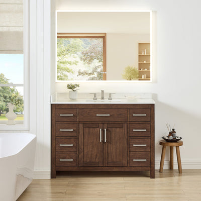 Beckett Bathroom Vanity with Countertop 48 inch Single Sink 3-hole Faucet Setup