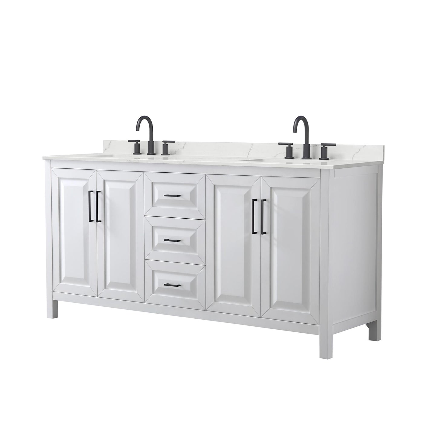 Daria Bathroom Vanity with Countertop 72 inch Double Sink 3-hole Faucet Setup