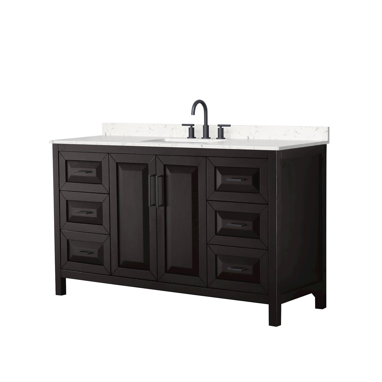 Daria Bathroom Vanity with Countertop 60 inch Single Sink 3-hole Faucet Setup