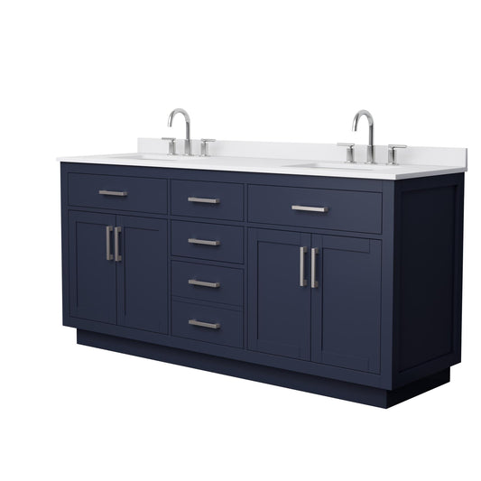 Beckett TK Bathroom Vanity with Countertop 72 inch Double Sink 3-hole Faucet Setup