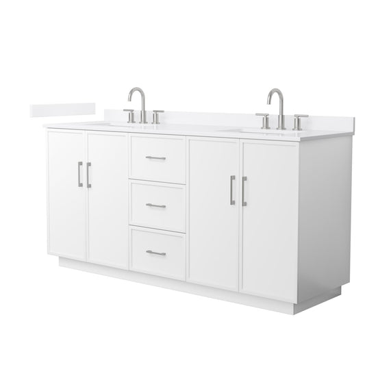 Elan TK Bathroom Vanity with Countertop 72 inch Double Sink 3-hole Faucet Setup