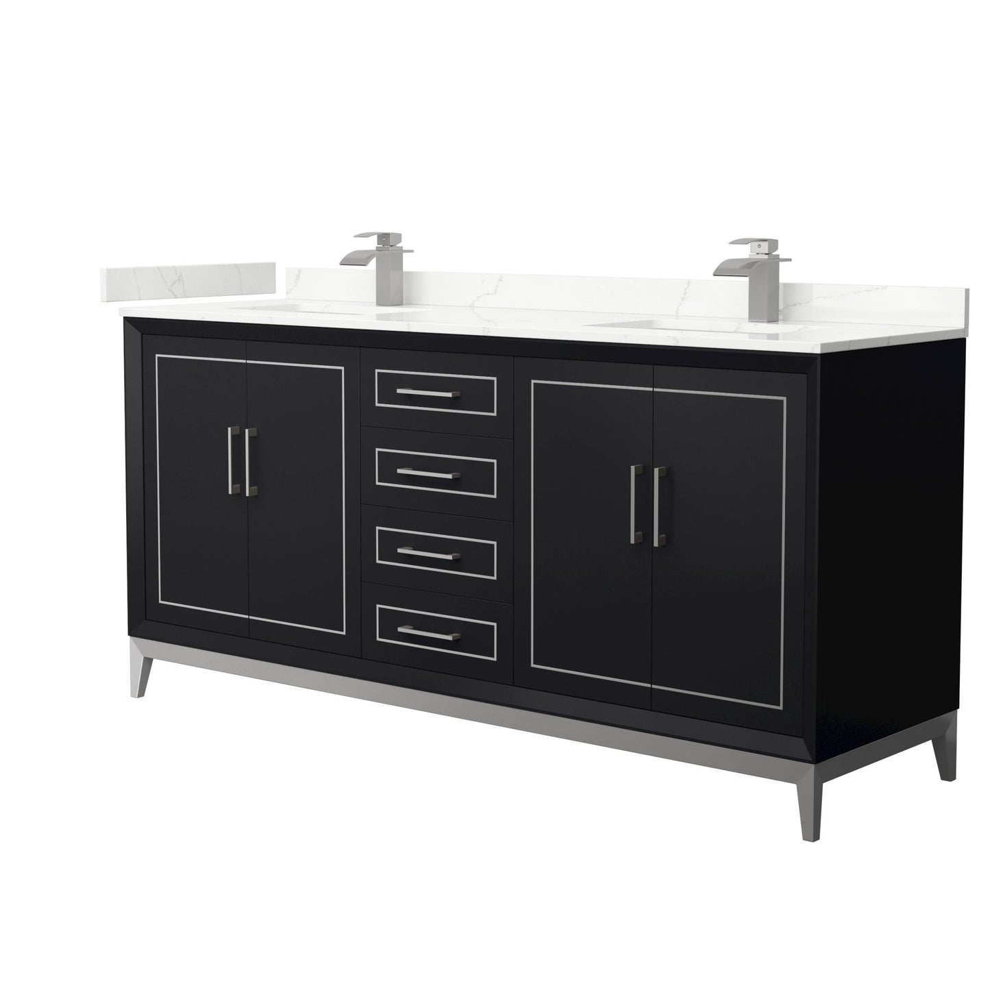 Marlena Bathroom Vanity with Countertop 72 inch Double Sink Single hole Faucet Setup